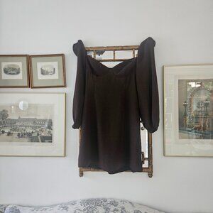 Aritzia Wilfred Mocha Brown Novella Midi Dress